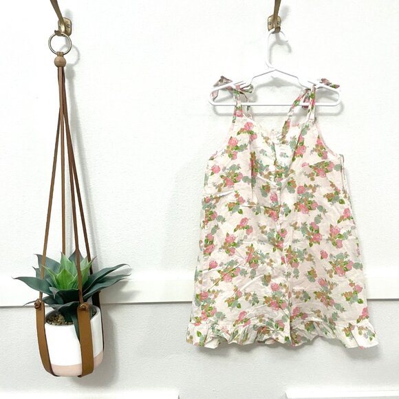 For Love & Lemons Floral Tie Shoulder Romper Size 7Y - Picture 3 of 5